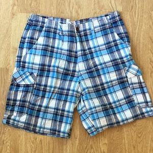 Mens blue plaid shorts